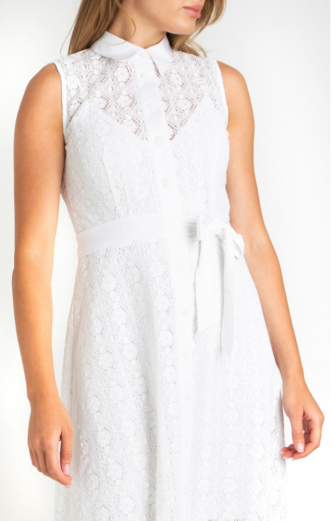 Midi Lace Dress in White