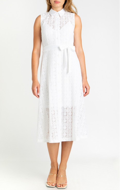 Midi Lace Dress in White