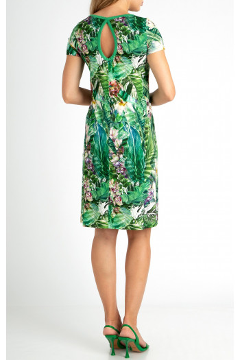A line Floral Dress with Tropical Print [1]