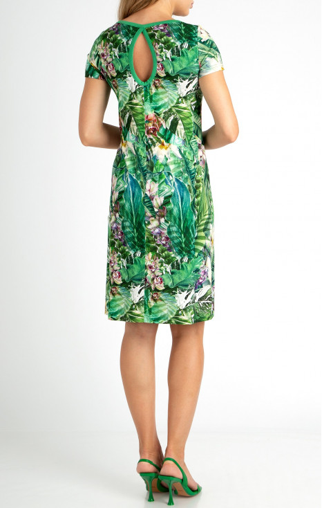 A line Floral Dress with Tropical Print [1]
