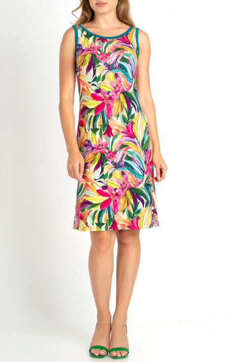 Summer dress with Print in Fuchsia
