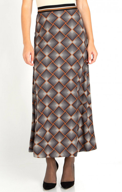Maxi Skirt with Print in Brown