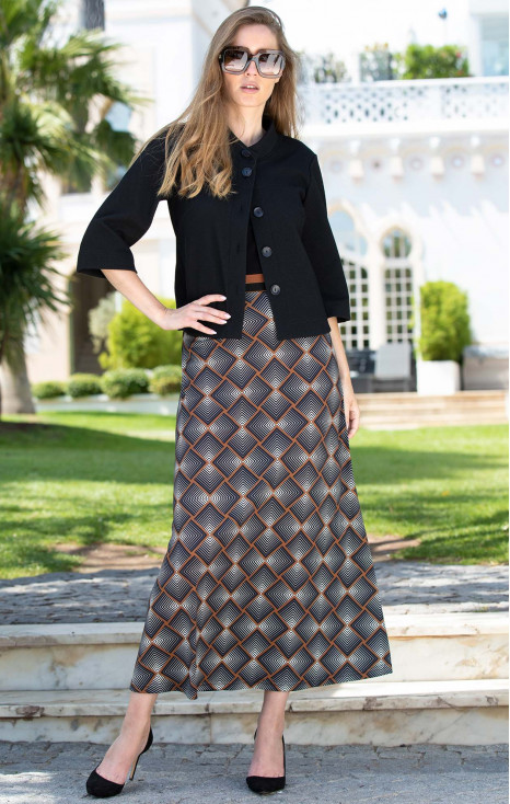 Maxi Skirt with Print in Brown