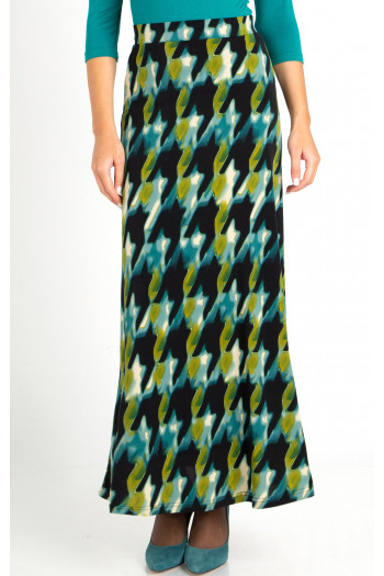 Maxi Skirt with Print in Green