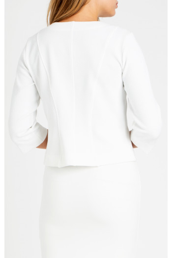 Elegant Short Jacket with Buttons in White [1]