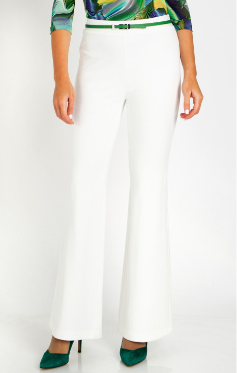 High Waist Flare Trousers in White