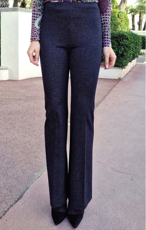 High Waist Flare Trousers in Blue Graphite [1]