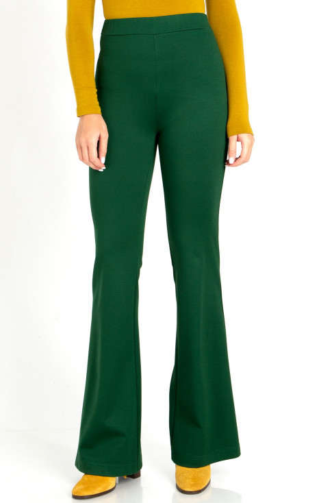 High Waist Flare Trousers in Dark Green