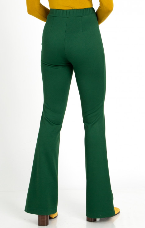 High Waist Flare Trousers in Dark Green