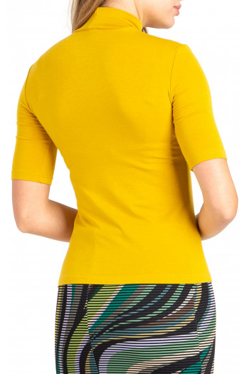 High Neck Jersey Top in Yellow [1]