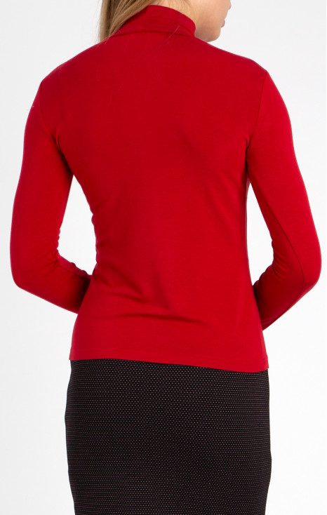 High Neck Jersey Top in Red