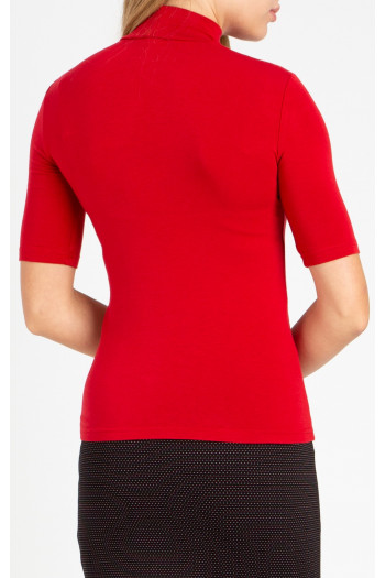 High Neck Jersey Top in Red [1]