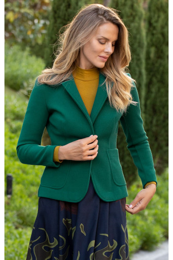 Tailored Blazer with One Button in Green [1]