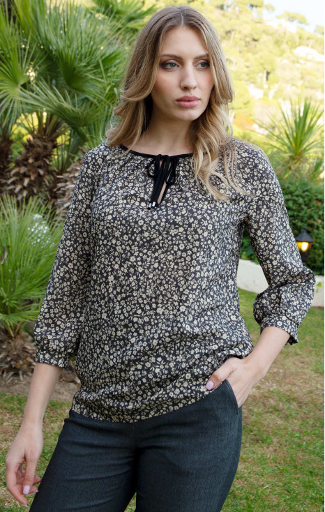 Viscose Blouse with 3/4 Sleeves