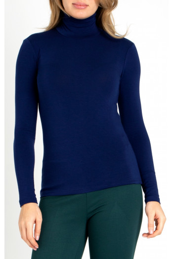 Polo Neck Top in Blue