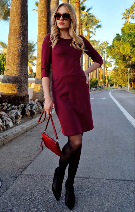 Straight-fit dress in Red Plum