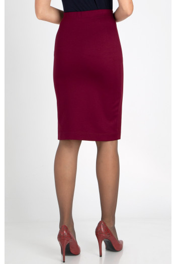 High Waist Pencil Skirt in Red Plum [1]