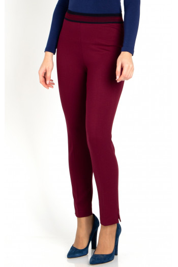 Slim Fit Jersey Trousers in Red Plum