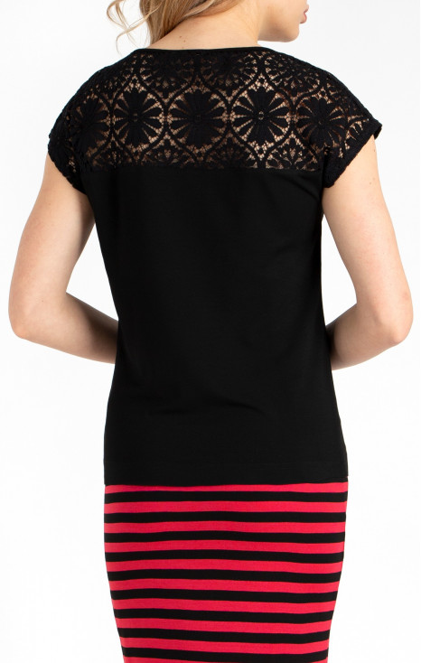 Top with Lace Detail in Black