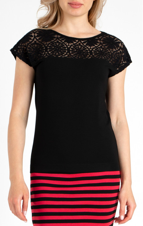 Top with Lace Detail in Black