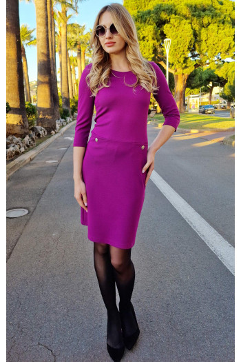 Straight-fit dress in Magenta