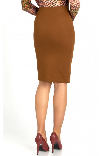 Stretch pencil skirt in Tabacco Brown [1]