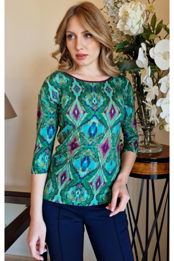 Soft Jersey Top with Print in Fanfare