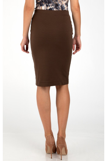 Stretch pencil skirt in Cocoa Brown [1]