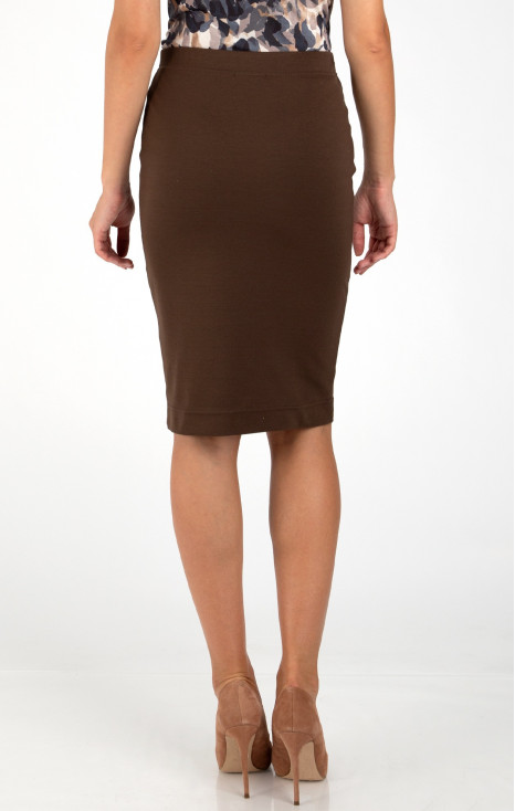 Stretch pencil skirt in Cocoa Brown [1]