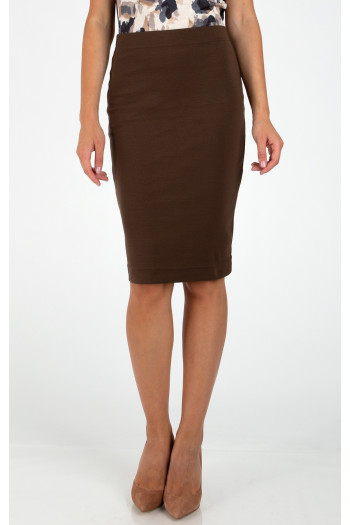Stretch pencil skirt in Cocoa Brown