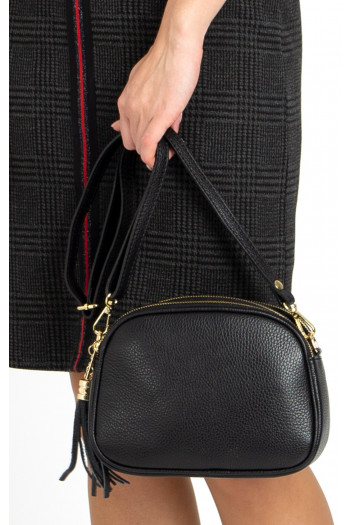 Leather Crossbody Mini Bag in Black