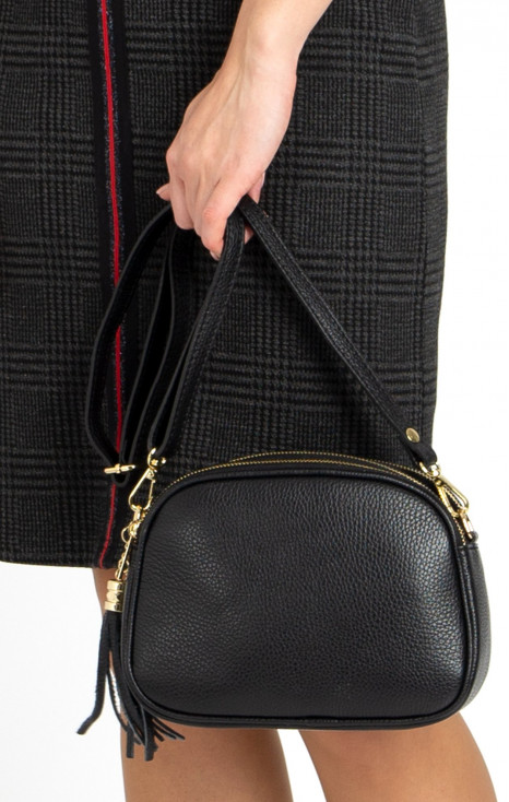 Leather Crossbody Mini Bag in Black