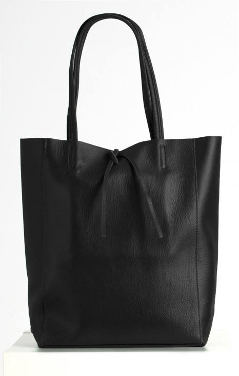 Large Leather Tote Bag in Black