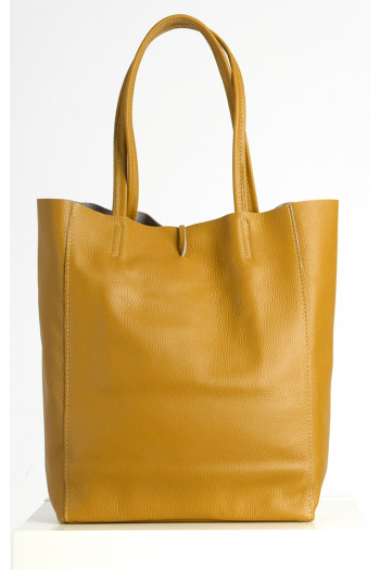 Large Leather Tote Bag in Mustard [1]