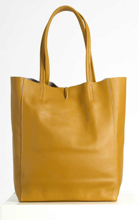 Large Leather Tote Bag in Mustard [1]