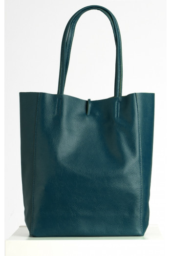 Large Leather Tote Bag in Deep Teal [1]