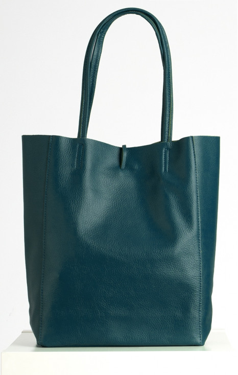 Large Leather Tote Bag in Deep Teal [1]