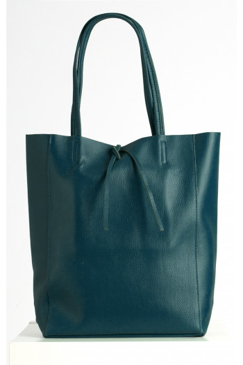Large Leather Tote Bag in Deep Teal