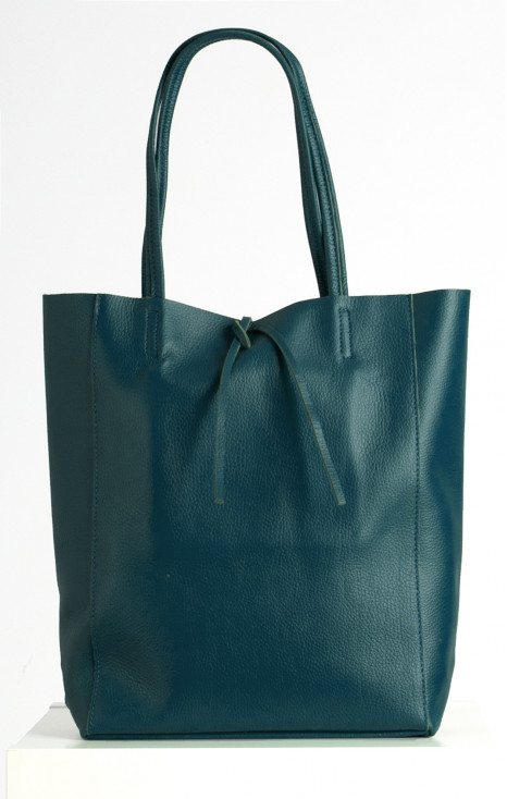 Large Leather Tote Bag in Deep Teal