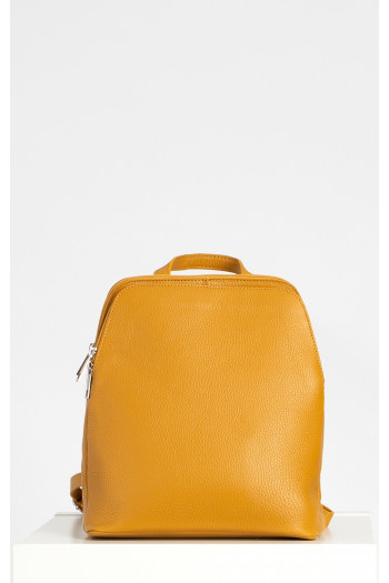 Genuine leather backpack in Mustard color