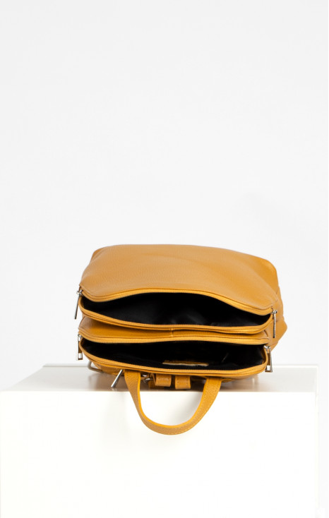 Genuine leather backpack in Mustard color