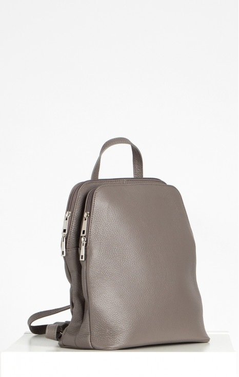 Genuine leather backpack in Iron color
