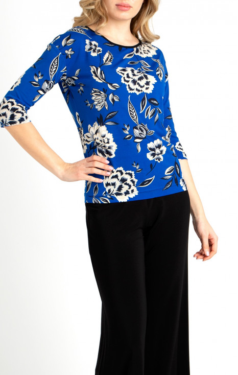 Soft Jersey Top in Princess Blue with Floral Print