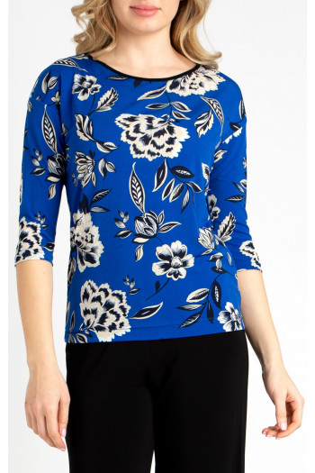 Soft Jersey Top in Princess Blue with Floral Print