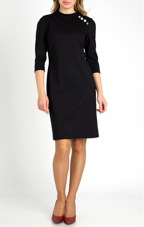 Straight-fit high neck dress in Black