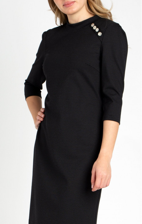 Straight-fit high neck dress in Black