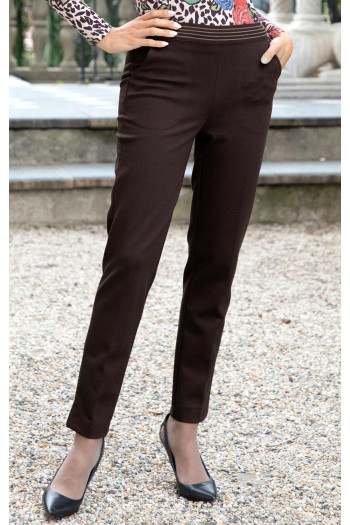 Straight-fit trousers from tricot in Dark Chocolate color