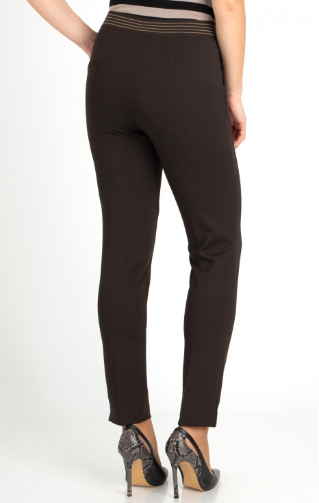 Straight-fit trousers from tricot in Dark Chocolate color [1]