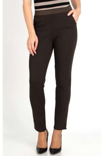 Straight-fit trousers from tricot in Dark Chocolate color