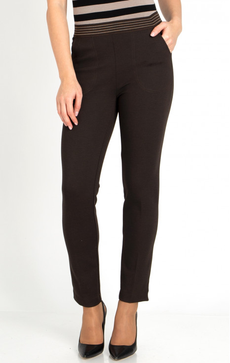 Straight-fit trousers from tricot in Dark Chocolate color